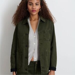 Alex Mill Britt Work Denim Jacket Size Medium in Herringbone Military Olive